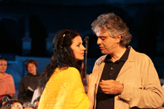 Rom, Kolosseum, 24. Mai 2009, Proben, hier mit Angela Gheorghiu, copyright www.bocelli.de